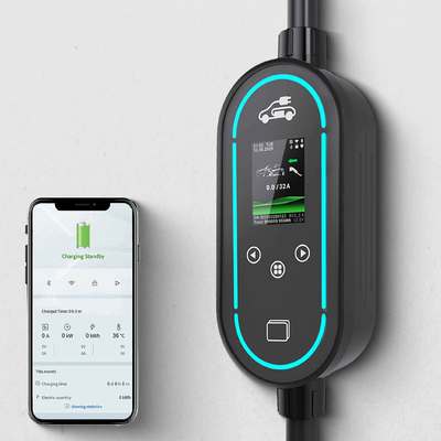 خرید 7.36kW 32A شارژر EV قابل حمل با نوع B RCD و صفحه نمایش LCD ساخت آنلاین