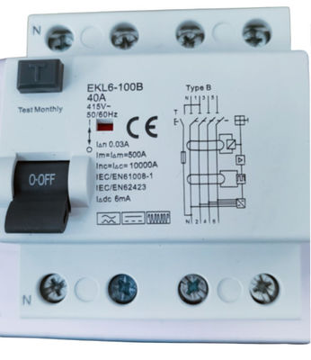 خرید 2P / 4P 40A RCCB قطع کننده مدار AC 30mA عمر الکتریکی 2000 چرخه ساخت آنلاین