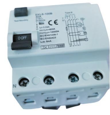 DC 6mA 4P دستگاه حفاظت جریان باقیمانده 50 / 60Hz فرکانس نامی